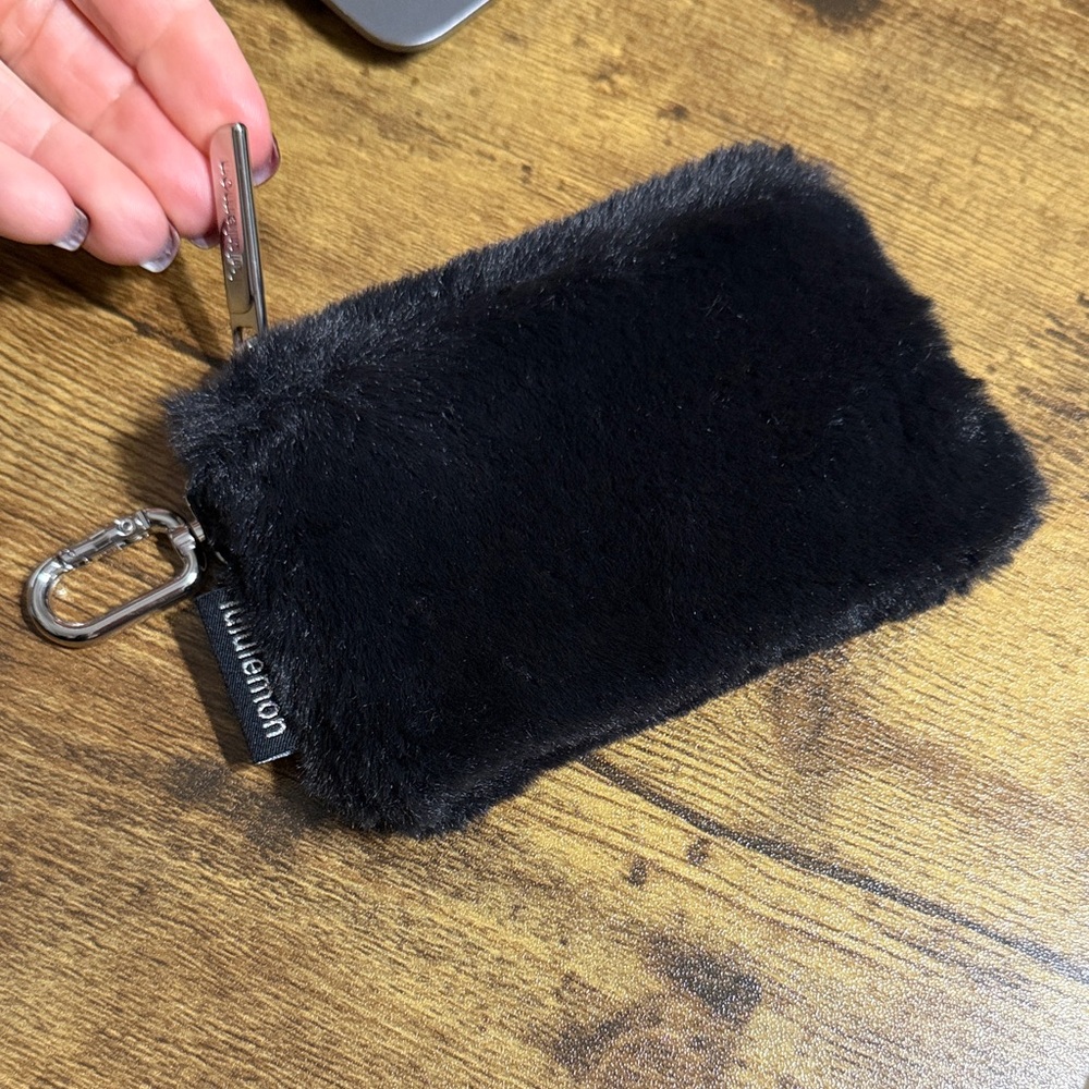 Lululemon Black Fur Keychain Pouch - Picture 1 of 2